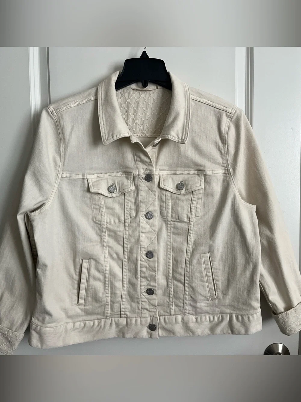Soft Surroundings Cream Denim Jean Jacket EUC